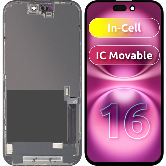 Οθόνη με Αφής ZY για Apple iPhone 16, με Πλαίσιο, Έκδοση LCD In-Cell IC Movable, Μαύρο