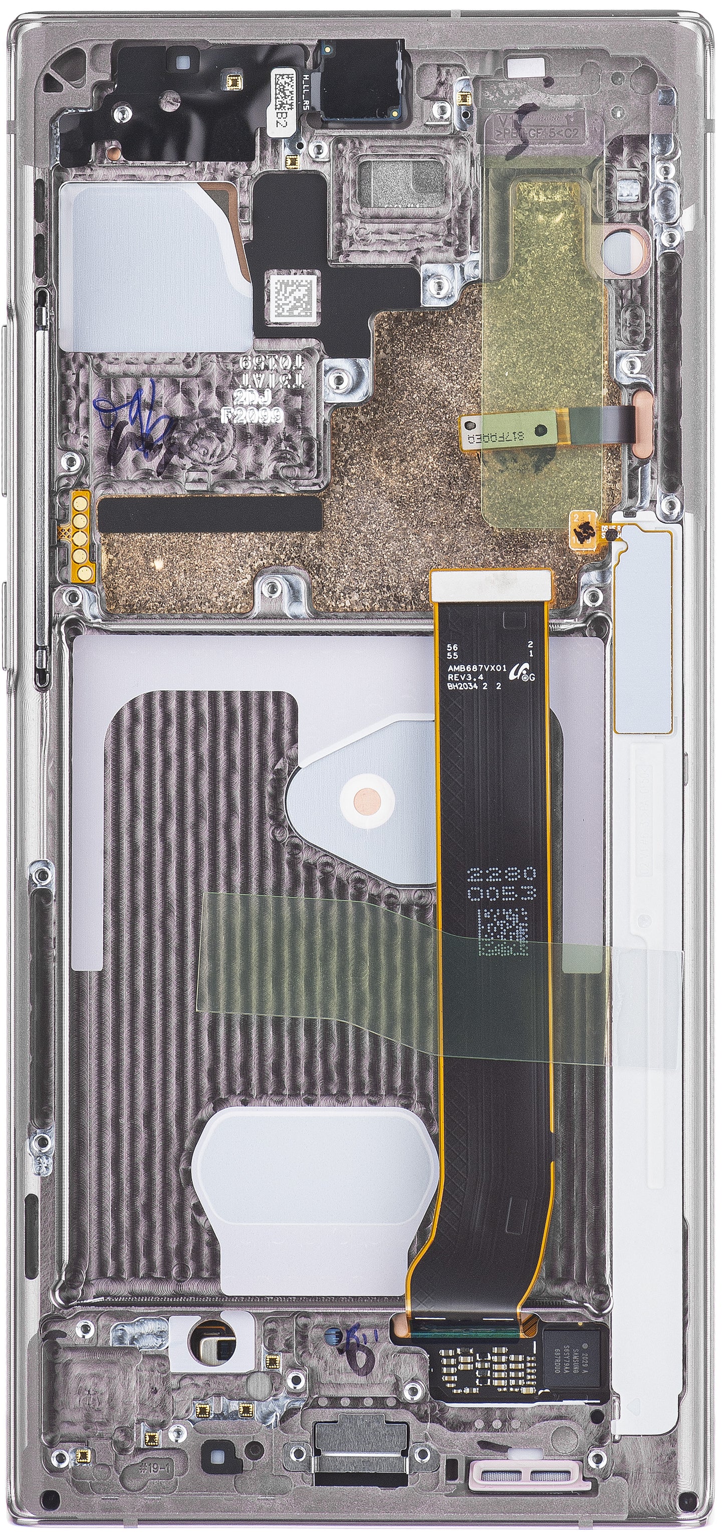 Οθόνη με Αφή Samsung Galaxy Note 20 Ultra 5G N986 / Note 20 Ultra N985, με Πλαίσιο, Λευκή, Πακέτο Σέρβις GH82-23596C