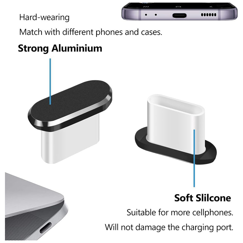 Βύσμα Αντισκονικό Θύρας Τηλεφώνου Techsuit AD1, USB-C, Σετ 4 τεμαχίων, Μαύρο