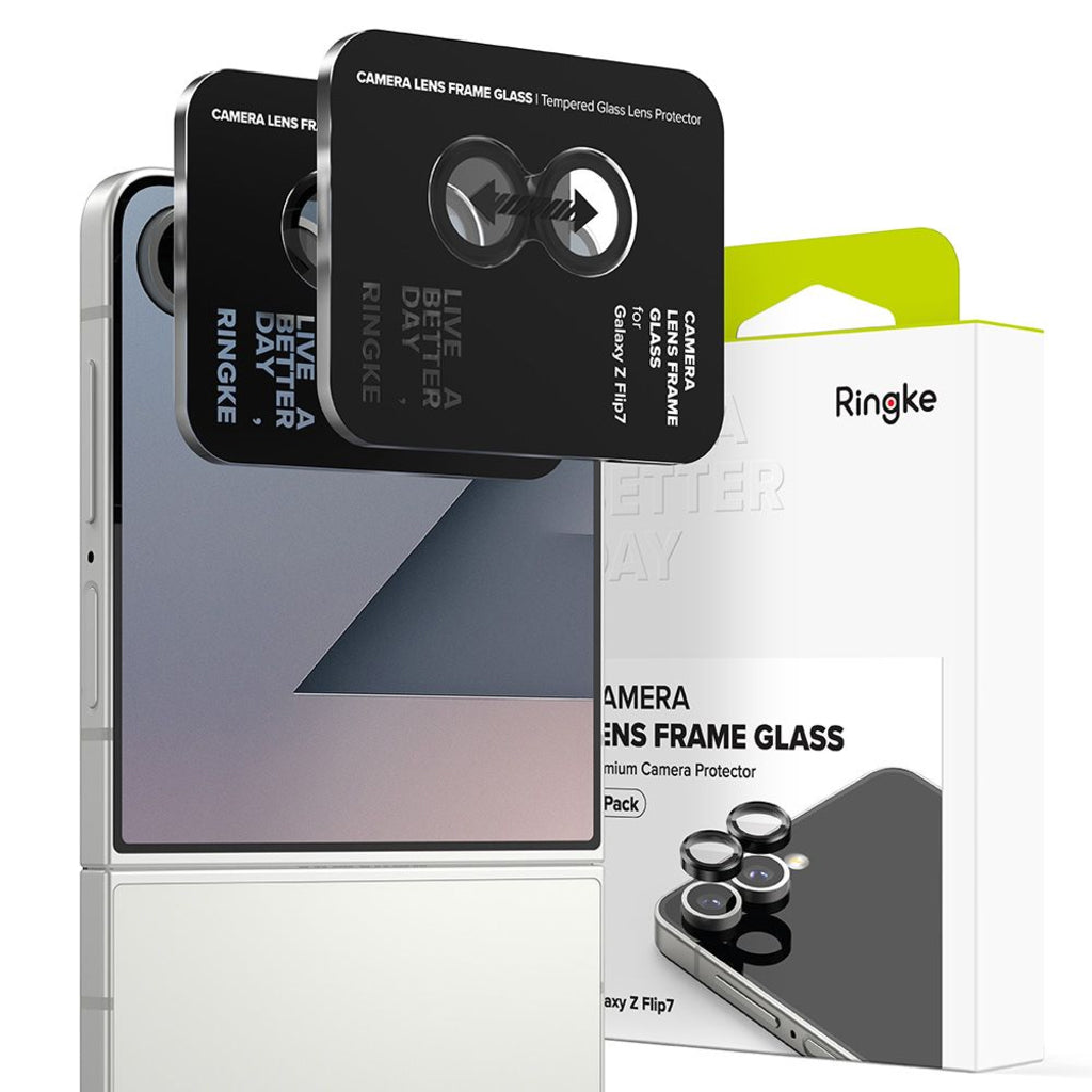 Προστατευτική Μεμβράνη Κάμερας Πίσω Ringke για Samsung Galaxy Z Flip7 F766, Ενισχυμένο Γυαλί, Σετ 2 τεμαχίων, Μαύρη