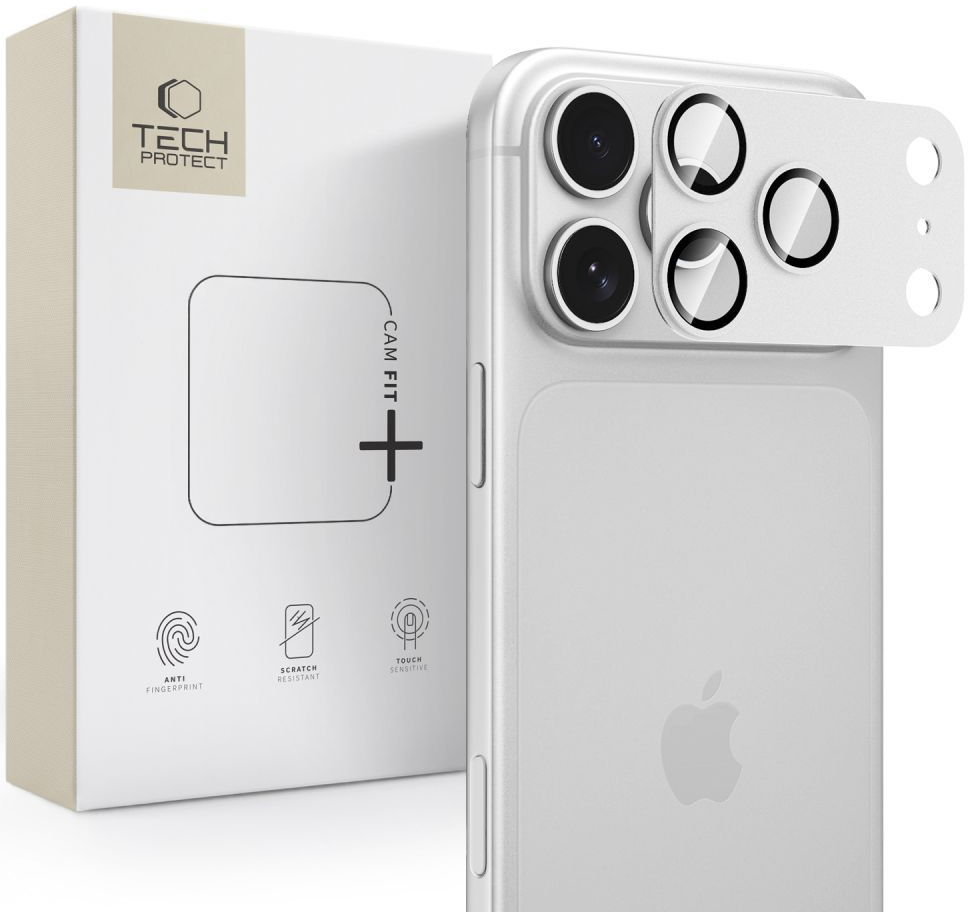 Προστατευτική μεμβράνη κάμερας πίσω Tech-Protect CamFull Fit+ για Apple iPhone 18 Pro, ασφαλισμένο γυαλί, ασημί