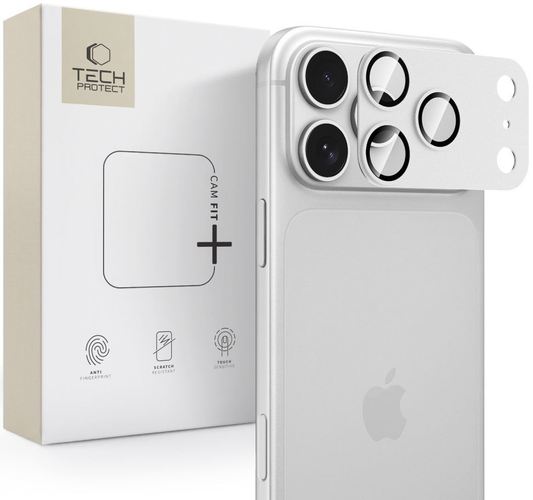 Προστατευτική μεμβράνη κάμερας πίσω Tech-Protect CamFull Fit+ για Apple iPhone 18 Pro Max, ασφαλισμένο γυαλί, ασημί
