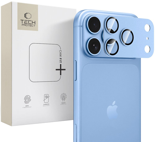 Προστατευτικό κάλυμμα πίσω κάμερας Tech-Protect CamFull Fit+ για Apple iPhone 18 Pro Max, Σκληρυμένο Γυαλί, Γαλάζιο