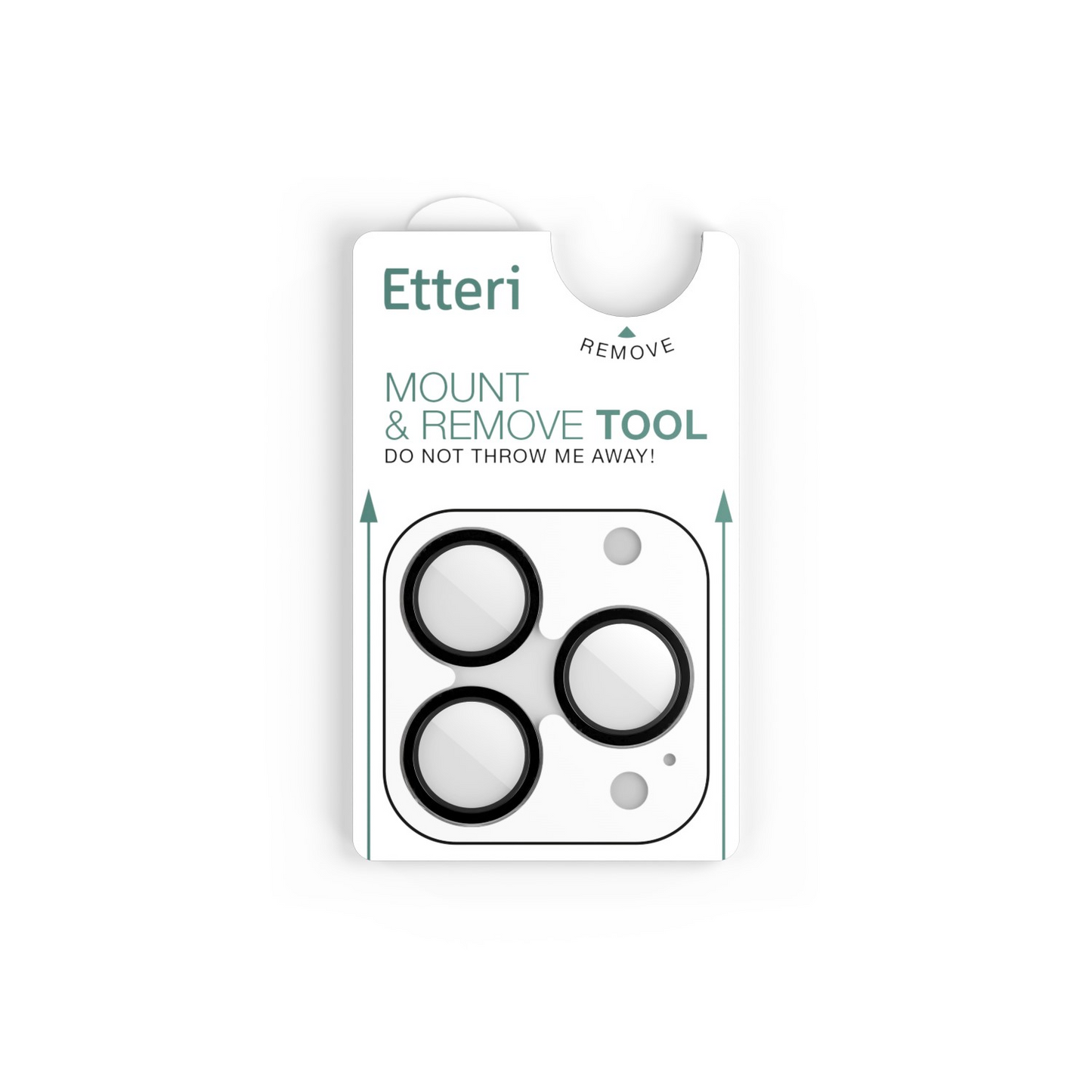 Etteri Rear Camera Protective Film for Apple iPhone 16 Pro Max / 16 Pro, Tempered Glass, Black