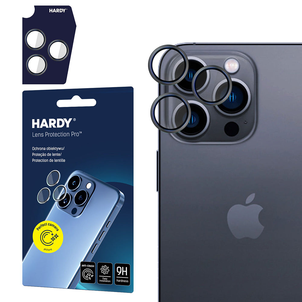 Προστατευτική μεμβράνη πίσω κάμερας 3MK Hardy Protection Pro για Apple iPhone 16 Pro Max / 16 Pro, Ασφαλισμένο γυαλί, Μαύρο