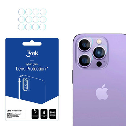 Προστατευτική μεμβράνη πίσω κάμερας 3MK Protection για Apple iPhone 14 Pro Max / 14 Pro, Ευέλικτο γυαλί, Σετ 4 τεμαχίων, Διαφανές