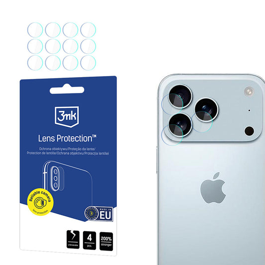 Rear Camera Protection Film 3MK Protection for Apple iPhone 17 Pro Max, Tempered Glass, Set of 4 pieces, Transparent