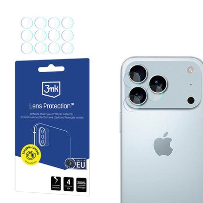 Rear Camera Protection Film 3MK Protection for Apple iPhone 17 Pro, Tempered Glass, Set of 4 pieces, Transparent
