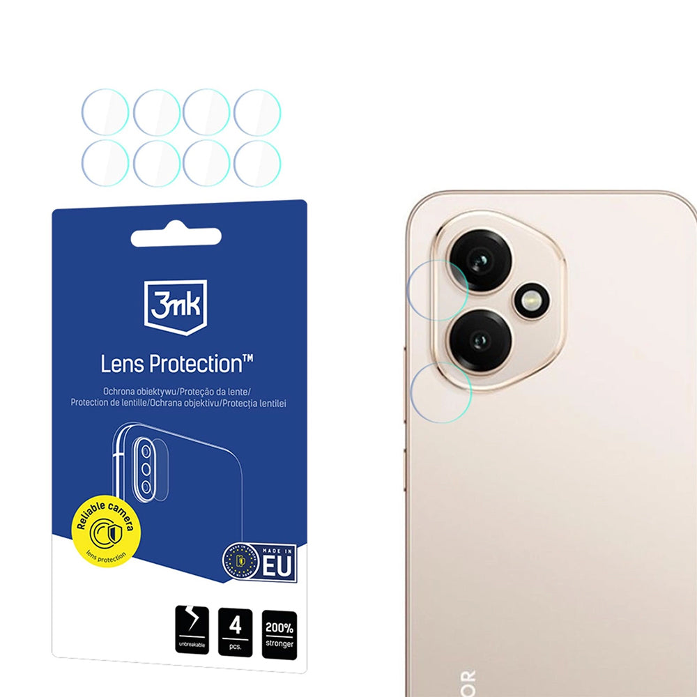 Προστατευτική μεμβράνη πίσω κάμερας 3MK Protection για Honor 400, ευέλικτο γυαλί, σετ 4 τεμαχίων, διαφανές