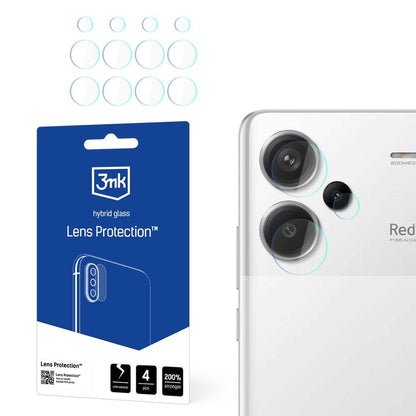 Προστατευτική μεμβράνη πίσω κάμερας 3MK Protection για Xiaomi Redmi Note 13 Pro+, Ευέλικτο γυαλί, Σετ 4 τεμαχίων, Διαφανές