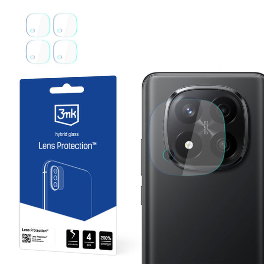 Προστατευτική μεμβράνη πίσω κάμερας 3MK Protection για Xiaomi Redmi Note 14 Pro+ 5G, Ευέλικτο γυαλί, Σετ 4 τεμαχίων, Διαφανές