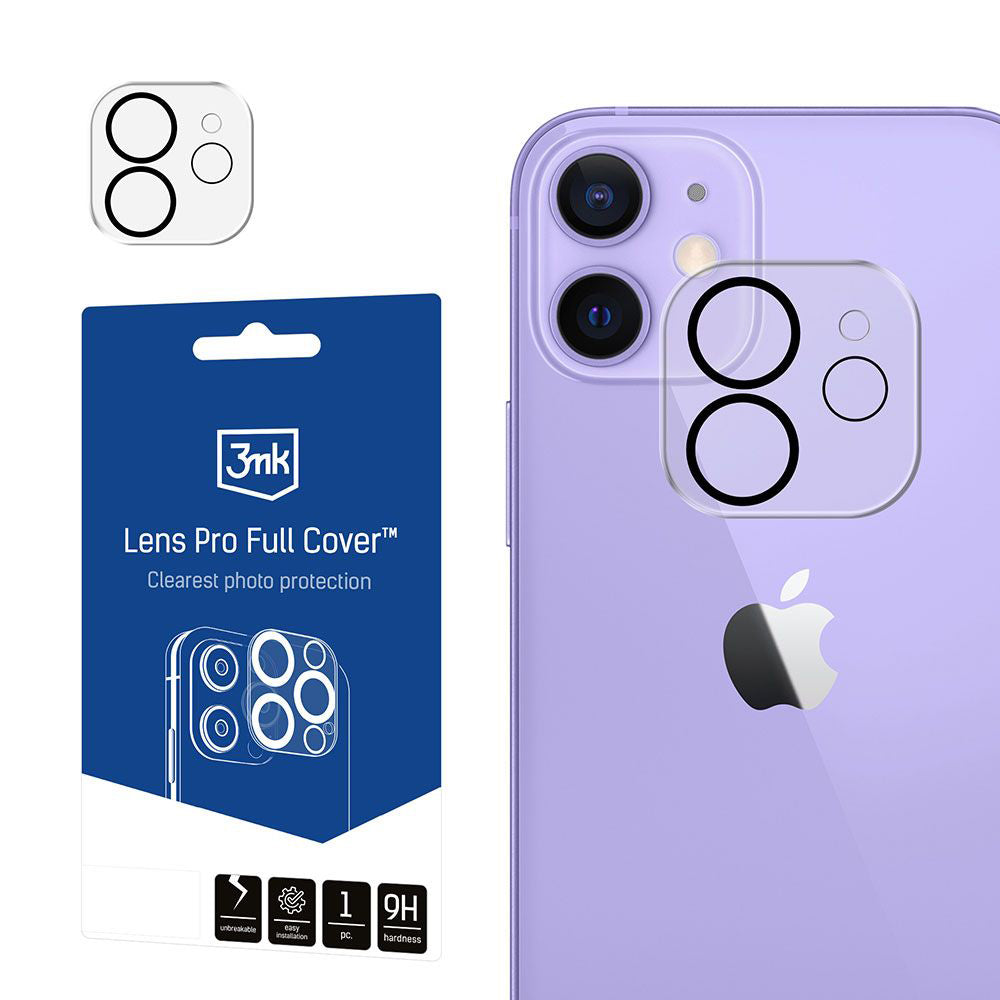 Προστατευτική μεμβράνη πίσω κάμερας 3MK Protection Pro για Apple iPhone 12, ασφαλισμένο γυαλί, μαύρο