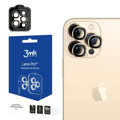Προστατευτική μεμβράνη πίσω κάμερας 3MK Protection Pro για Apple iPhone 14 Pro Max / 14 Pro, Ασφαλισμένο γυαλί, Χρυσό