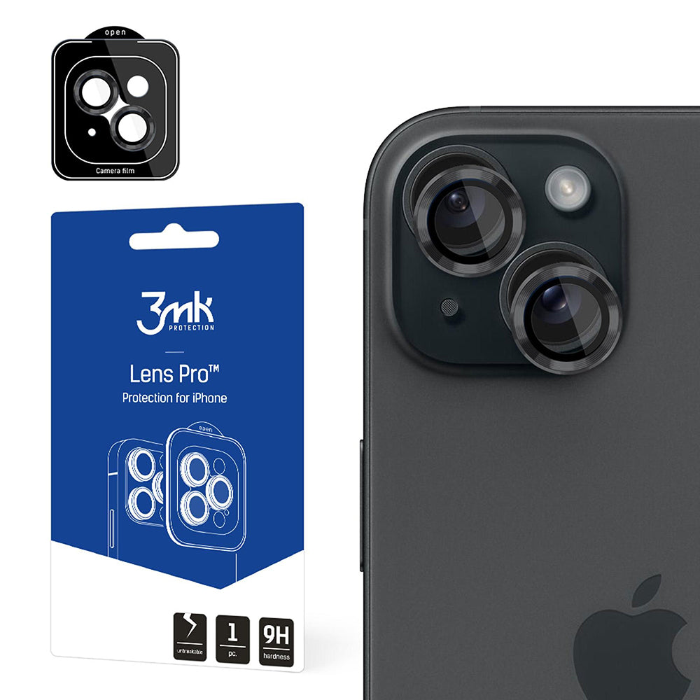 Προστατευτική μεμβράνη πίσω κάμερας 3MK Protection Pro για Apple iPhone 15, Ασφαλισμένο γυαλί, Γκρι