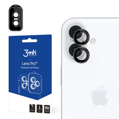 Προστατευτική μεμβράνη πίσω κάμερας 3MK Protection Pro για Apple iPhone 16 Plus / 16, Ασφαλισμένο γυαλί, Μαύρο