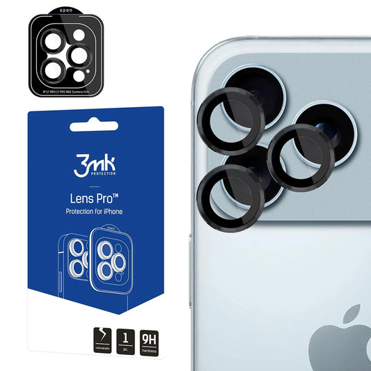 Προστατευτική Μεμβράνη Κάμερας Πίσω 3MK Protection Pro για Apple iPhone 17 Pro Max / 17 Pro, Ενισχυμένο Γυαλί, Μαύρη