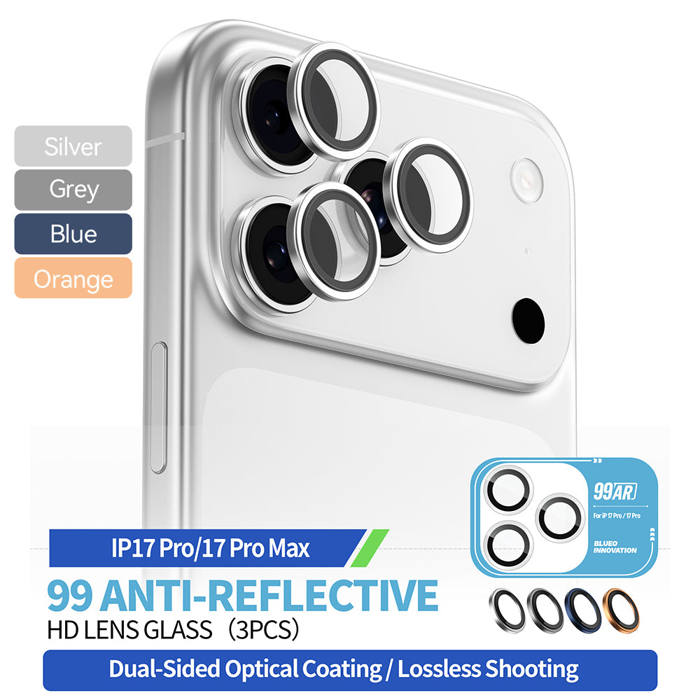 Προστατευτική Μεμβράνη Κάμερας Πίσω Blueo 99 Anti-Reflective HD για Apple iPhone 17 Pro Max / 17 Pro, Ενισχυμένο Γυαλί, Ασημί