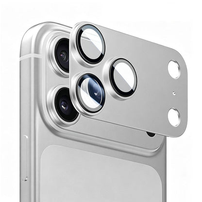 Blueo Integrated Metal Rear Camera Protector for Apple iPhone 18 Pro Max, Tempered Glass, Silver