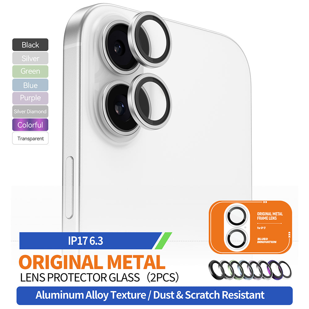 Προστατευτική Μεμβράνη Κάμερας Πίσω Blueo Metal Frame για Apple iPhone 17, Ενισχυμένο Γυαλί, Πολύχρωμη