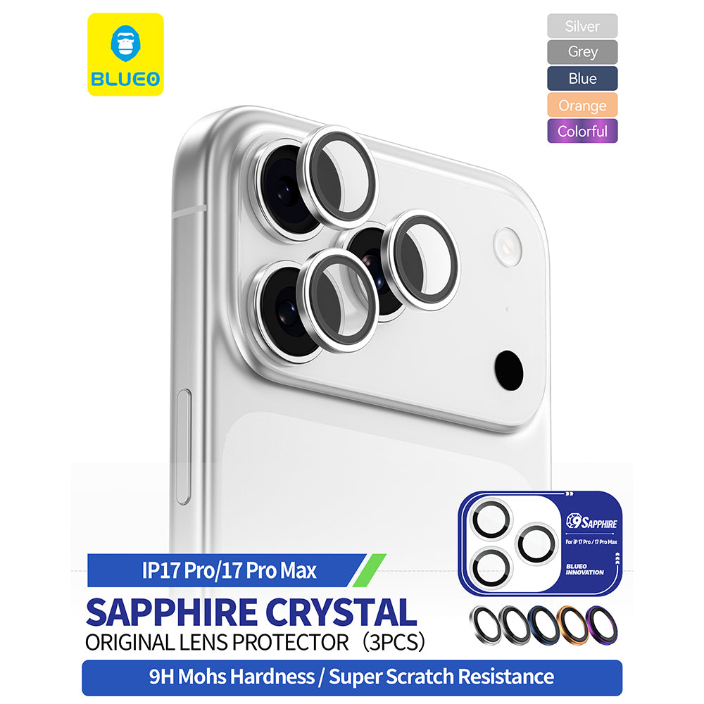 Προστατευτική Μεμβράνη Κάμερας Πίσω Blueo Sapphire Crystal για Apple iPhone 17 Pro Max / 17 Pro, Ενισχυμένο Γυαλί, Πολύχρωμη