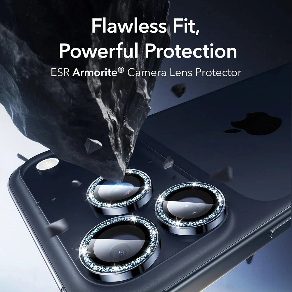 Προστατευτική Μεμβράνη Κάμερας Πίσω ESR Glitter Diamond Armorite για Apple iPhone 17 Pro Max / 17 Pro, Ενισχυμένο Γυαλί, Πλήρης Κόλληση, Μπλε