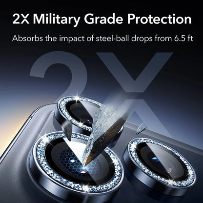 Προστατευτική Μεμβράνη Κάμερας Πίσω ESR Glitter Diamond Armorite για Apple iPhone 17 Pro Max / 17 Pro, Ενισχυμένο Γυαλί, Πλήρης Κόλληση, Μπλε