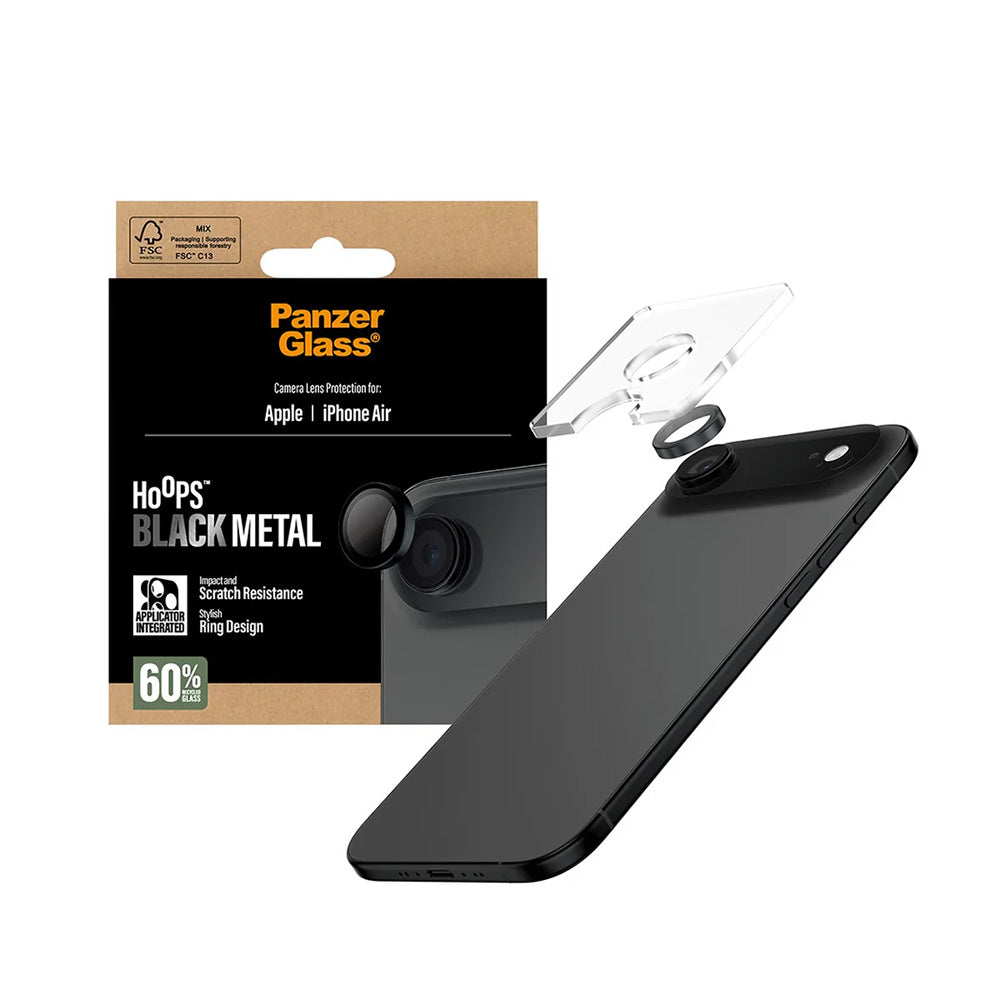 Προστατευτική Μεμβράνη Κάμερας Πίσω PanzerGlass Hoops για Apple iPhone 17 Air, Ενισχυμένο Γυαλί, Μαύρη