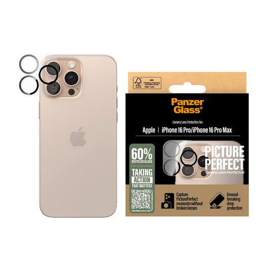 Προστατευτική Μεμβράνη Κάμερας Πίσω PanzerGlass PicturePerfect για Apple iPhone 16 Pro Max / 16 Pro, Ενισχυμένο Γυαλί, Διαφανές