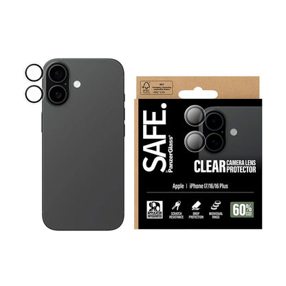 Προστατευτικό Φιλμ Κάμερας Πίσω PanzerGlass Safe. για Apple iPhone 17 / 16 Plus / 16, Ενισχυμένο Γυαλί, Διαφανές