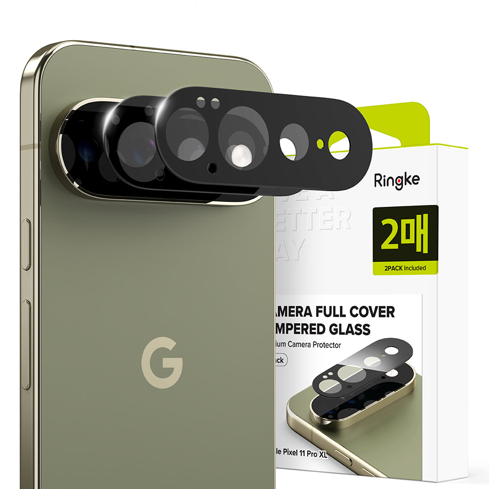 Ringke Rear Camera Protective Film for Google Pixel 11 Pro XL, Tempered Glass, Set of 2 Pieces, Black