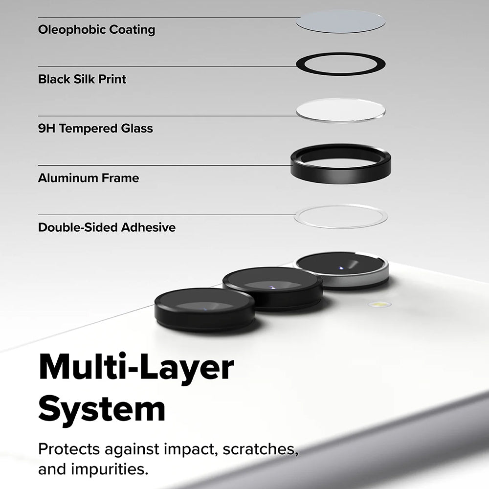 Προστατευτική μεμβράνη πίσω κάμερας Ringke για Samsung Galaxy S25 FE, ασφαλισμένο γυαλί, σετ 2 τεμαχίων, μαύρο