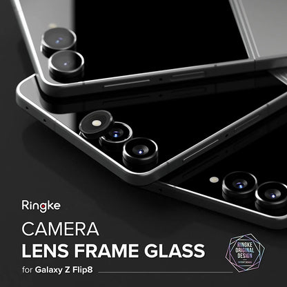 Ringke Rear Camera Protective Film for Samsung Galaxy Z Flip8 F776, Tempered Glass, Set of 2 Pieces, Black
