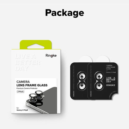 Ringke Rear Camera Protective Film for Samsung Galaxy Z Flip8 F776, Tempered Glass, Set of 2 Pieces, Black