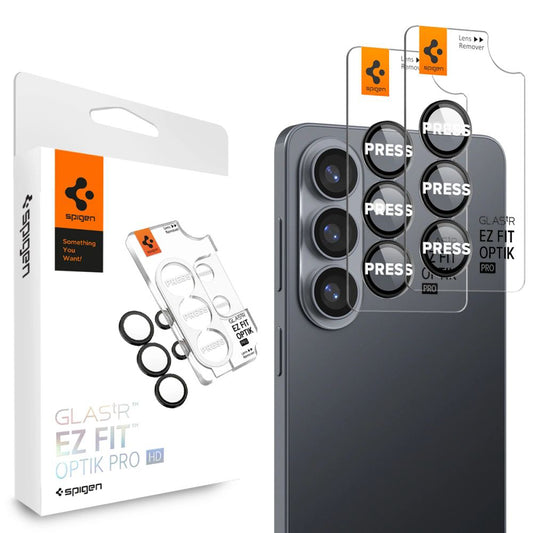 Προστατευτική Μεμβράνη Κάμερας Πίσω Spigen GlastR EZ FIT Optik Pro HD για Samsung Galaxy S26 Plus S947, Ενισχυμένο Γυαλί, Σετ 2 τεμαχίων, Μαύρη