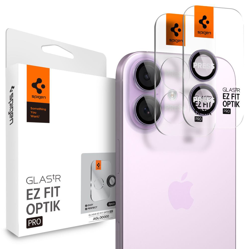 Spigen GlastR EZ FIT Optik Pro Rear Camera Protector for Apple iPhone 17 / 16 Plus / 16, Tempered Glass, Set of 2 pieces, Purple