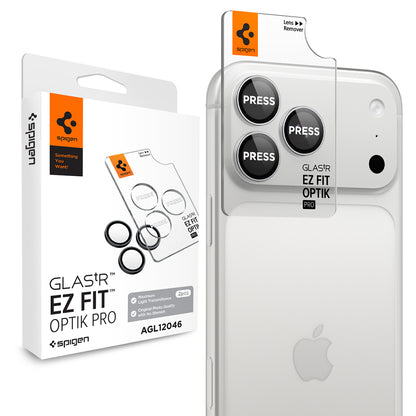Προστατευτική μεμβράνη για πίσω κάμερα Spigen GlastR EZ FIT Optik Pro για Apple iPhone 18 Pro / 18 Pro Max, Ασφαλισμένο γυαλί, Σετ 2 τεμαχίων, Ασημί AGL12046