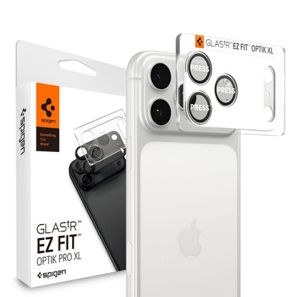 Spigen GlastR EZ FIT Optik Pro XL Rear Camera Protector for Apple iPhone 17 Pro, Tempered Glass, Silver
