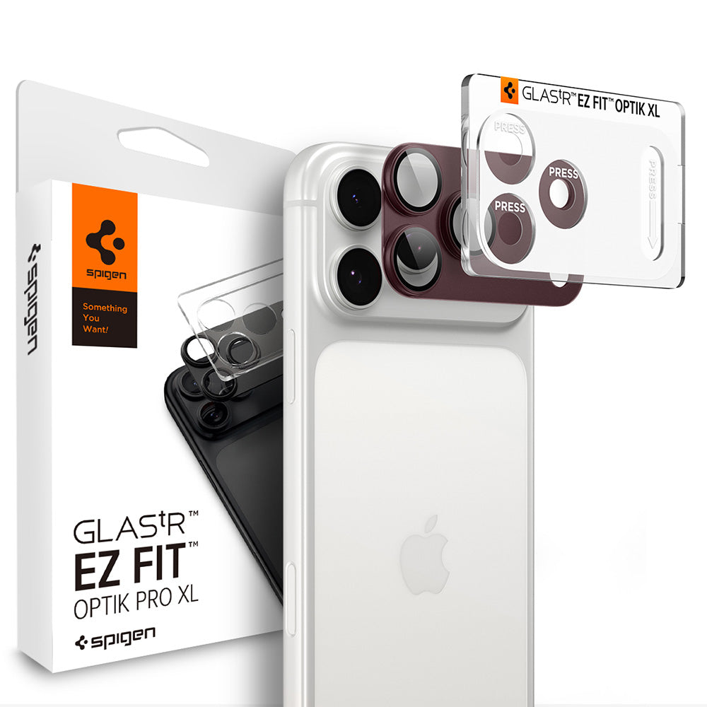 Προστατευτική μεμβράνη για πίσω κάμερα Spigen GlastR EZ FIT Optik Pro XL για Apple iPhone 18 Pro Max, Ασφαλισμένο γυαλί, Μπορντό AGL12040