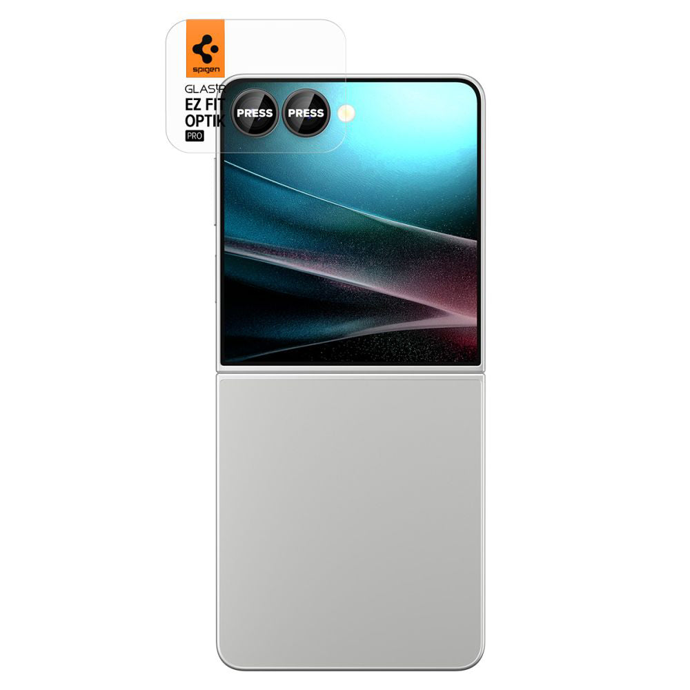 Spigen GlastR EZ FIT Optik Pro HD Back Camera Protector for Samsung Galaxy Z Flip7 F766, Tempered Glass, Set of 2 pieces, Black AGL09587