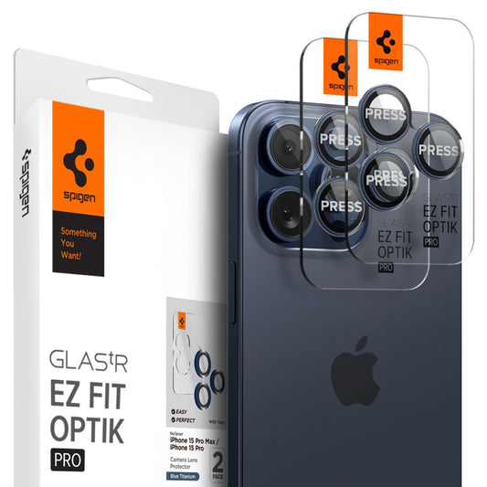 Προστατευτική Μεμβράνη Κάμερας Πίσω Spigen GlastR EZ FIT Optik Pro για Apple iPhone 16 Pro Max / 16 Pro, Ενισχυμένο Γυαλί, Σετ 2 τεμαχίων, Μπλε