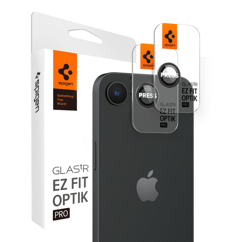 Προστατευτική Μεμβράνη Κάμερας Πίσω Spigen GlastR EZ FIT Optik Pro για Apple iPhone 17e / 16e, Ενισχυμένο Γυαλί, Σετ 2 τεμαχίων, Μαύρη AGL09279
