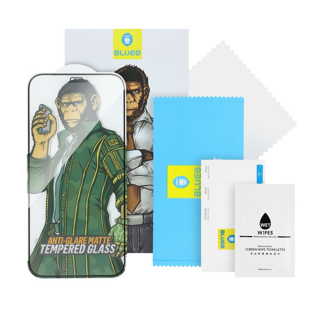 Protective Screen Privacy Mr. Monkey Glass for Apple iPhone 15 Pro Max, Protected Glass, Full Glue, 5D