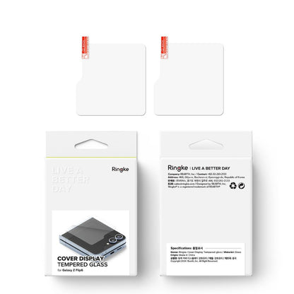Ringke Cover Display Exterior Screen Protector for Samsung Galaxy Z Flip6 F741, Tempered Glass, AB Ultra Glue, Set of 2 Pieces