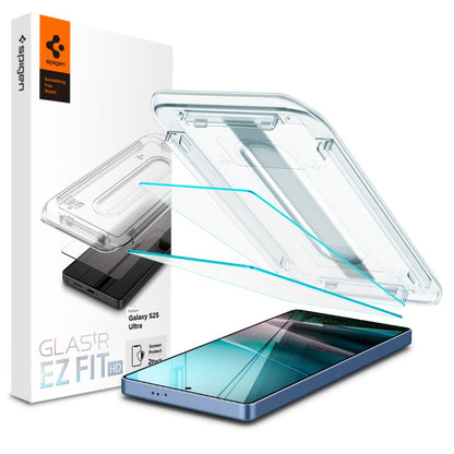 Προστατευτική Μεμβράνη Οθόνης Spigen GlastR EZ FIT HD για Samsung Galaxy S25 Ultra S938, Ενισχυμένο Γυαλί, Πλήρης Κόλληση, Σετ 2 τεμαχίων AGL09082