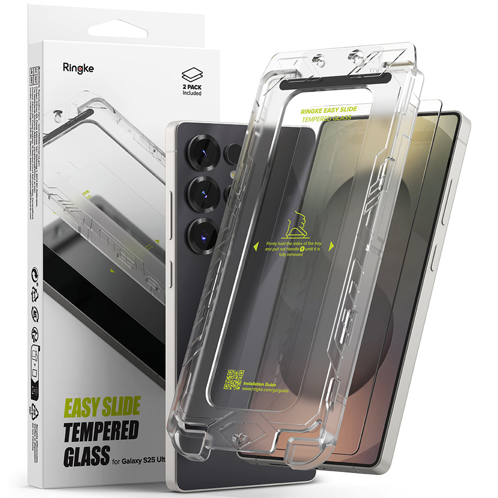 Προστατευτική Μεμβράνη Οθόνης Ringke Easy Slide για Samsung Galaxy S25 Ultra S938, Ενισχυμένο Γυαλί, Πλήρης Κόλληση, Σετ 2 τεμαχίων