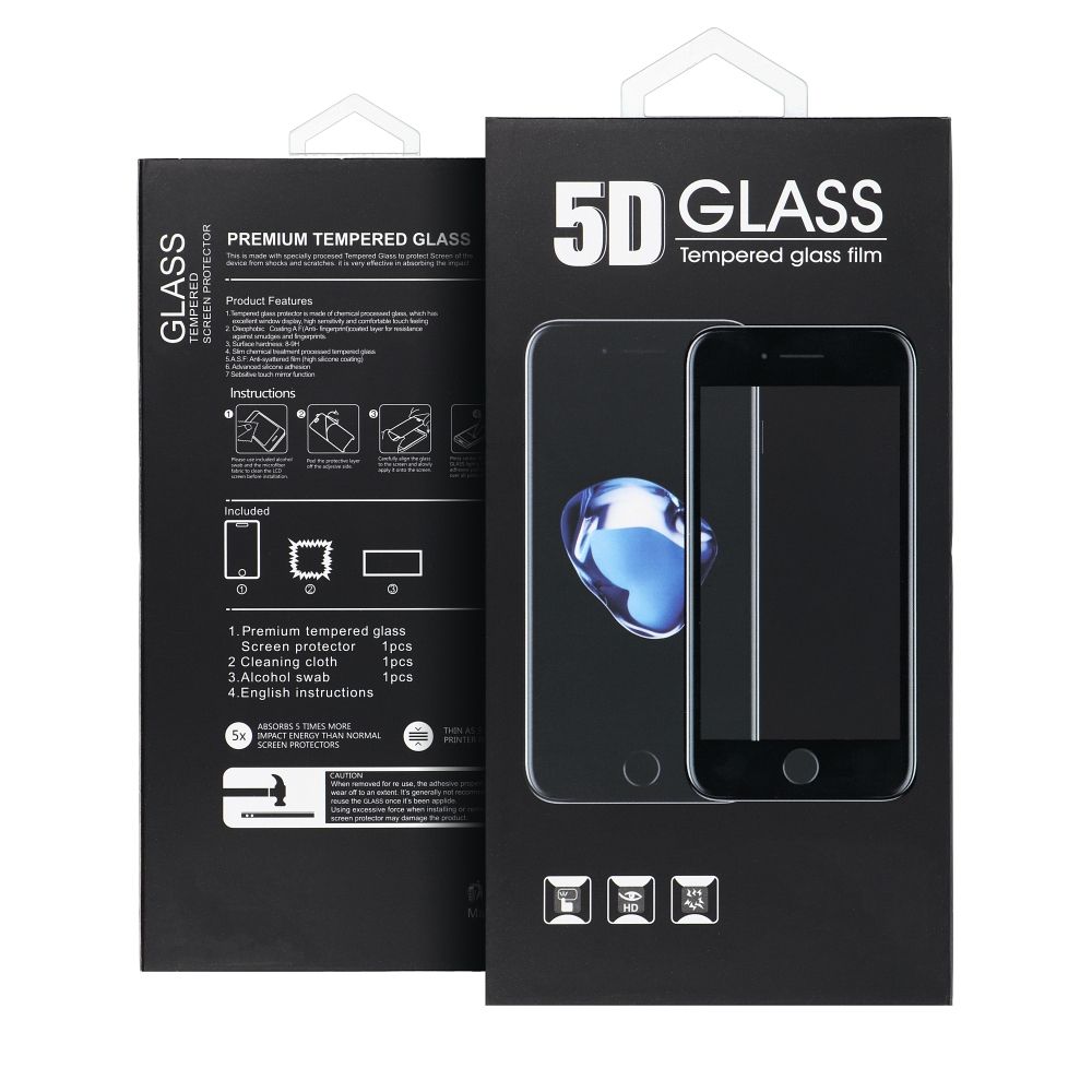 Προστατευτική μεμβράνη οθόνης OEM για Samsung Galaxy S25+ S936, Ενισχυμένο γυαλί, Πλήρης κόλλα, 5D, Μαύρο