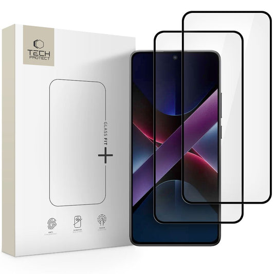 Προστατευτική Μεμβράνη Οθόνης Tech-Protect FIT+ για Xiaomi Poco X7 Pro, Ενισχυμένο Γυαλί, Πλήρης Κόλληση, Σετ 2 τεμαχίων, 2.5D
