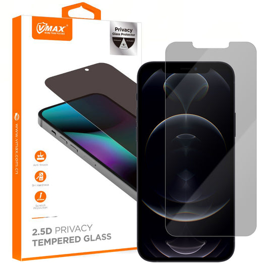 Privacy Vmax Screen Protector for Apple iPhone 12 Pro Max, Tempered Glass, Full Glue, 2.5D
