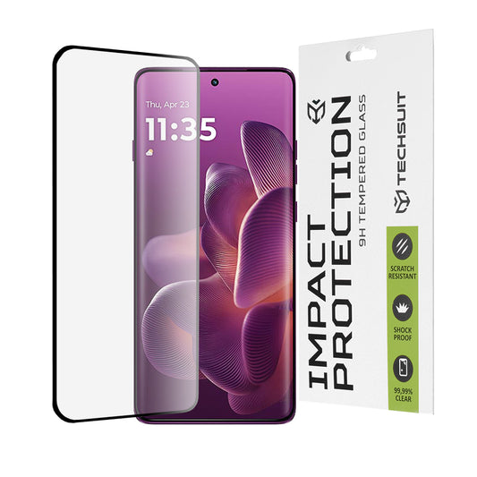 Προστατευτική μεμβράνη οθόνης Techsuit για Motorola Edge 60 Pro, Ασφαλισμένο γυαλί, Πλήρης κόλλα, 111D, Μαύρο