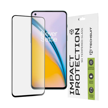 Προστατευτική μεμβράνη οθόνης Techsuit για OnePlus Nord 2T / Nord CE 5G / Nord 2 5G, Ασφαλισμένο γυαλί, Πλήρης κόλλα, 111D, Μαύρο